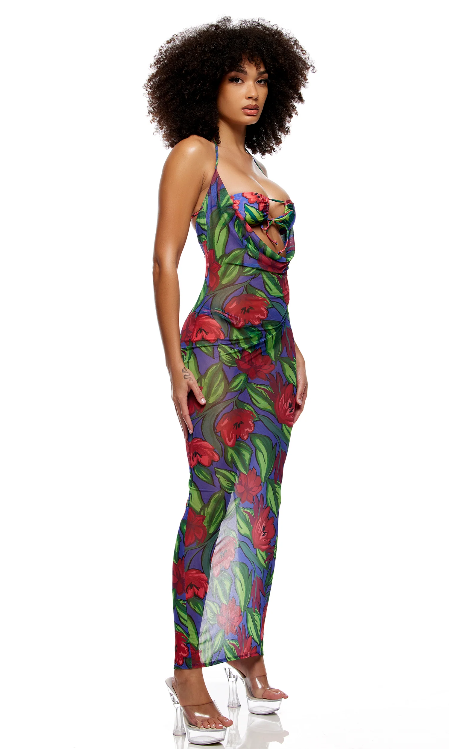 Amalfi Mesh Pool Maxi Dress - Painted Flora - Image 3