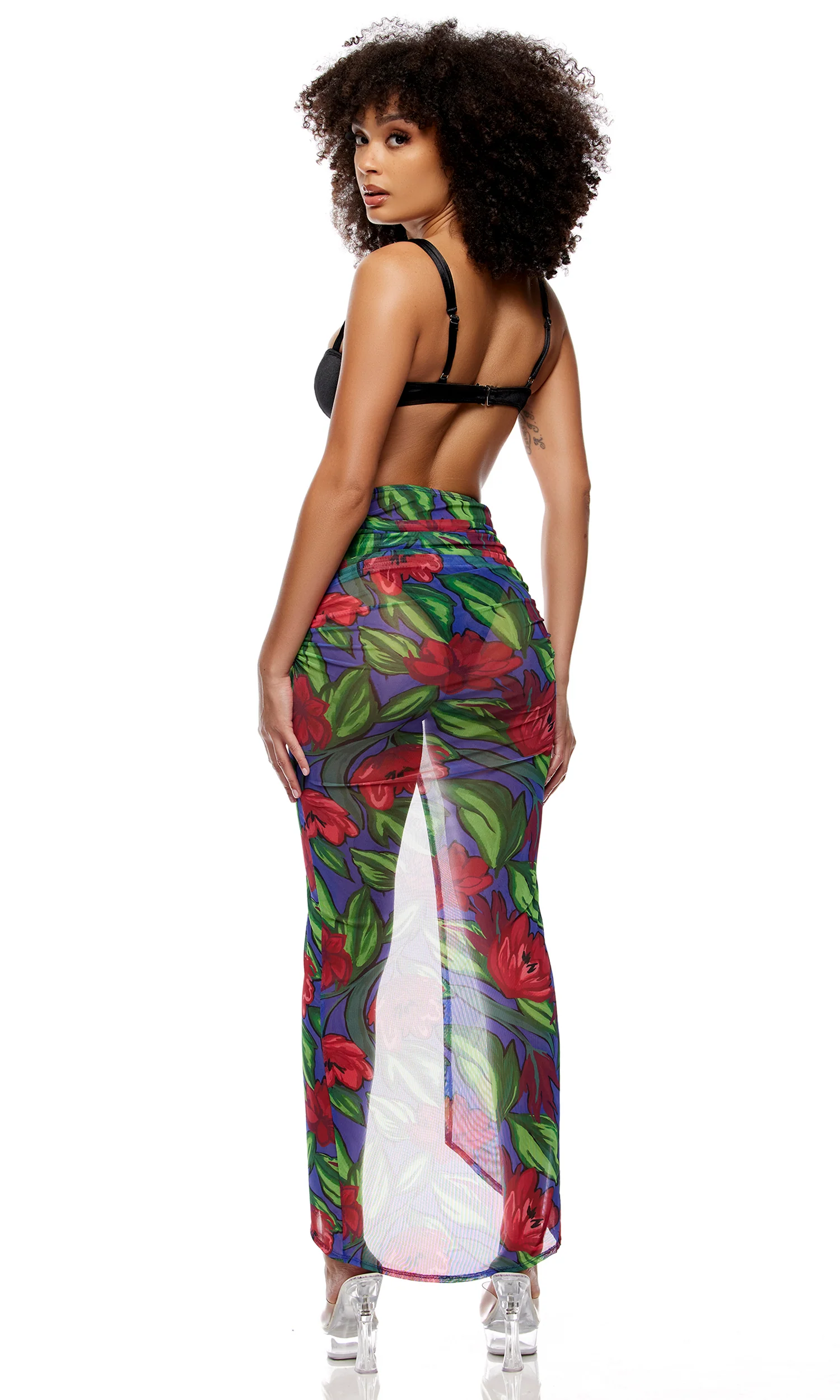 Calabria Mesh Pool Maxi Skirt - Painted Flora - Image 5