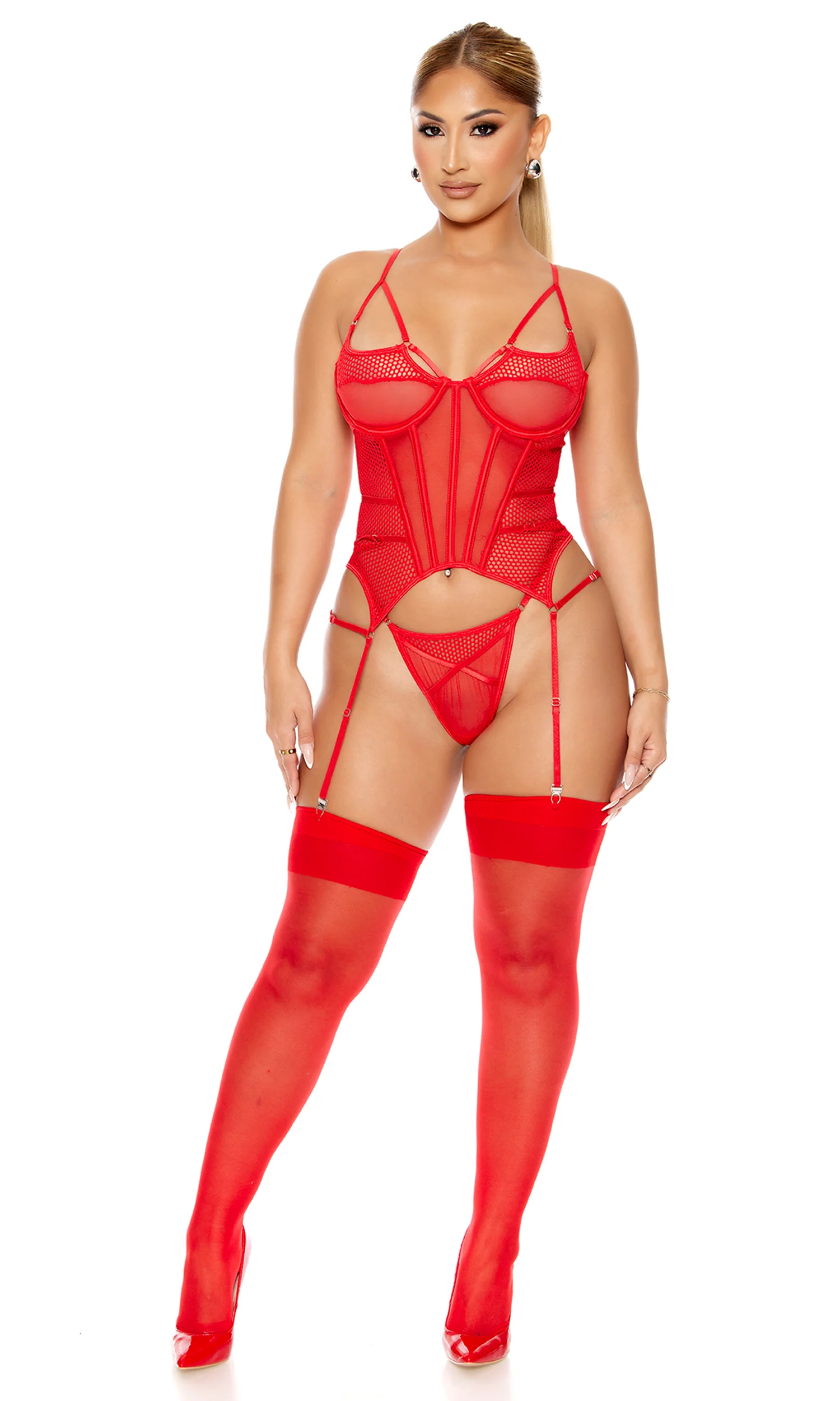 Caught Up O-Net 2-Piece Bustier Lingerie Set - Image 5