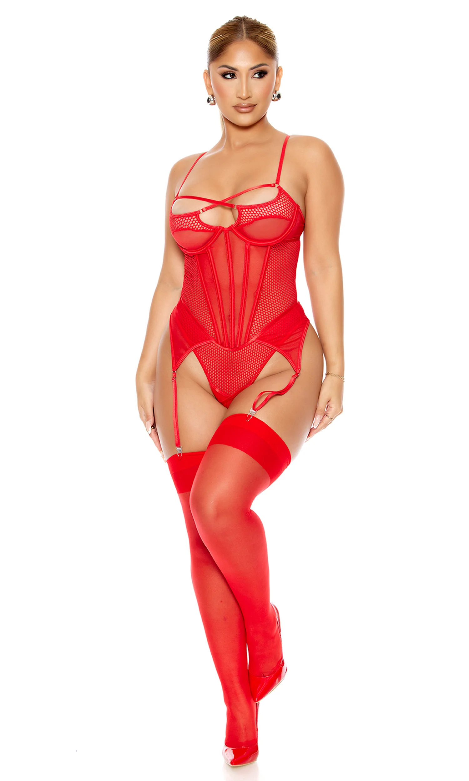 Caught Up O-Net Corset Style Teddy - Image 4