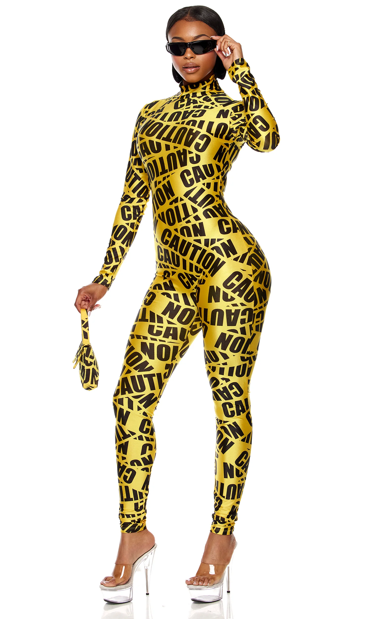 Caution 3-Piece Women's Sexy Caution Tape Costume - Image 3