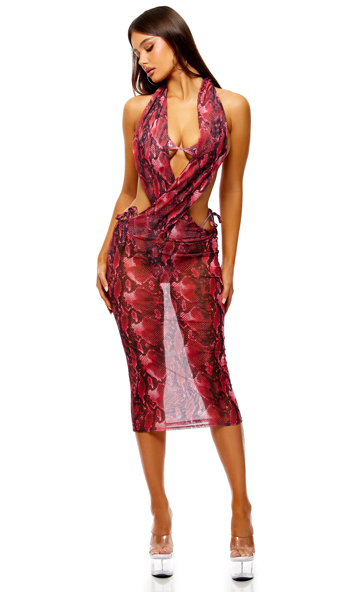 Exotic Isle Sequin Triangle 2-Piece Bikini Set - Red Combo - Image 4