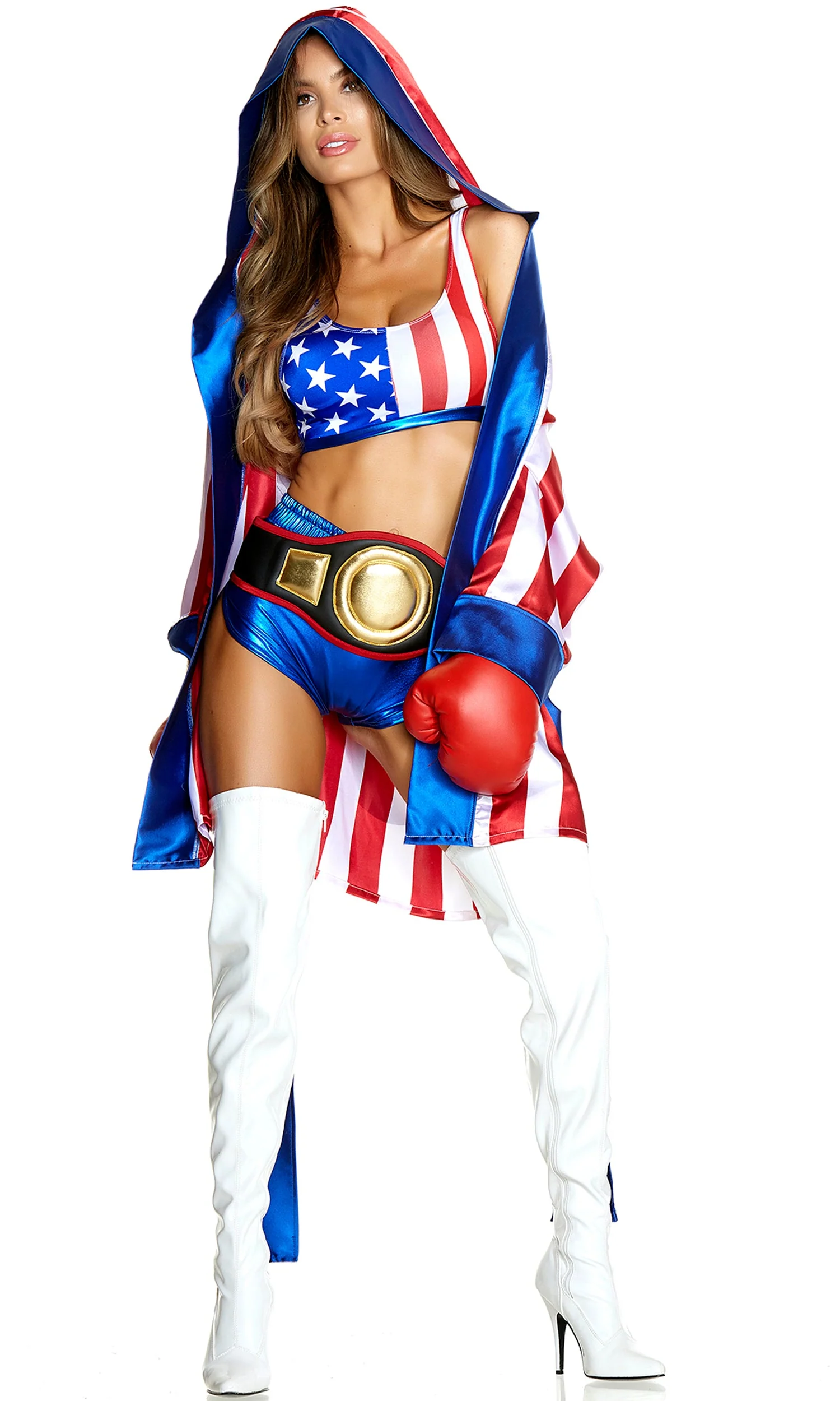 Get Em Champ 4-Piece Women's Sexy Boxer Costume - Image 4