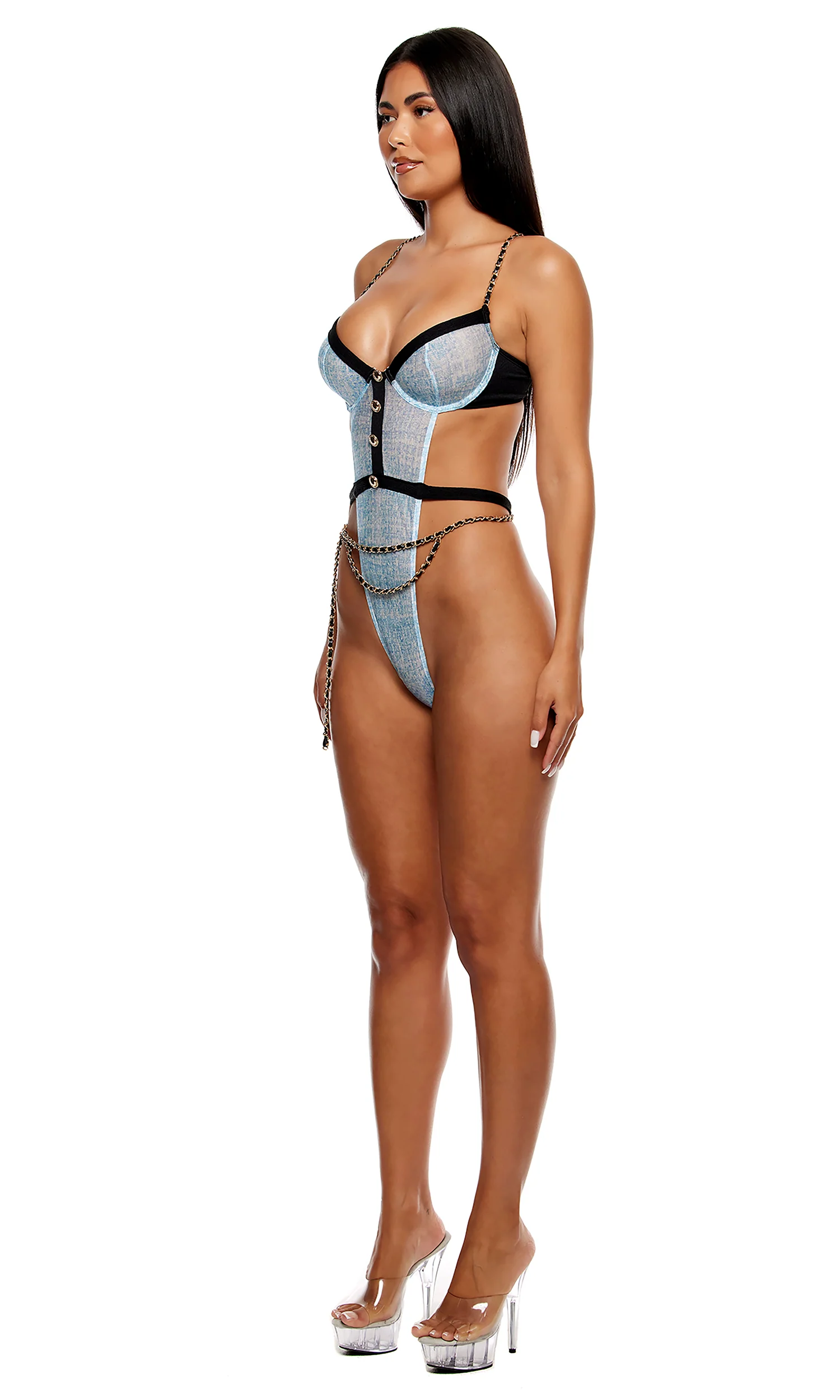 Keep It Classy 2-Piece Mesh Teddy Lingerie Set - Ice Blue - Image 7