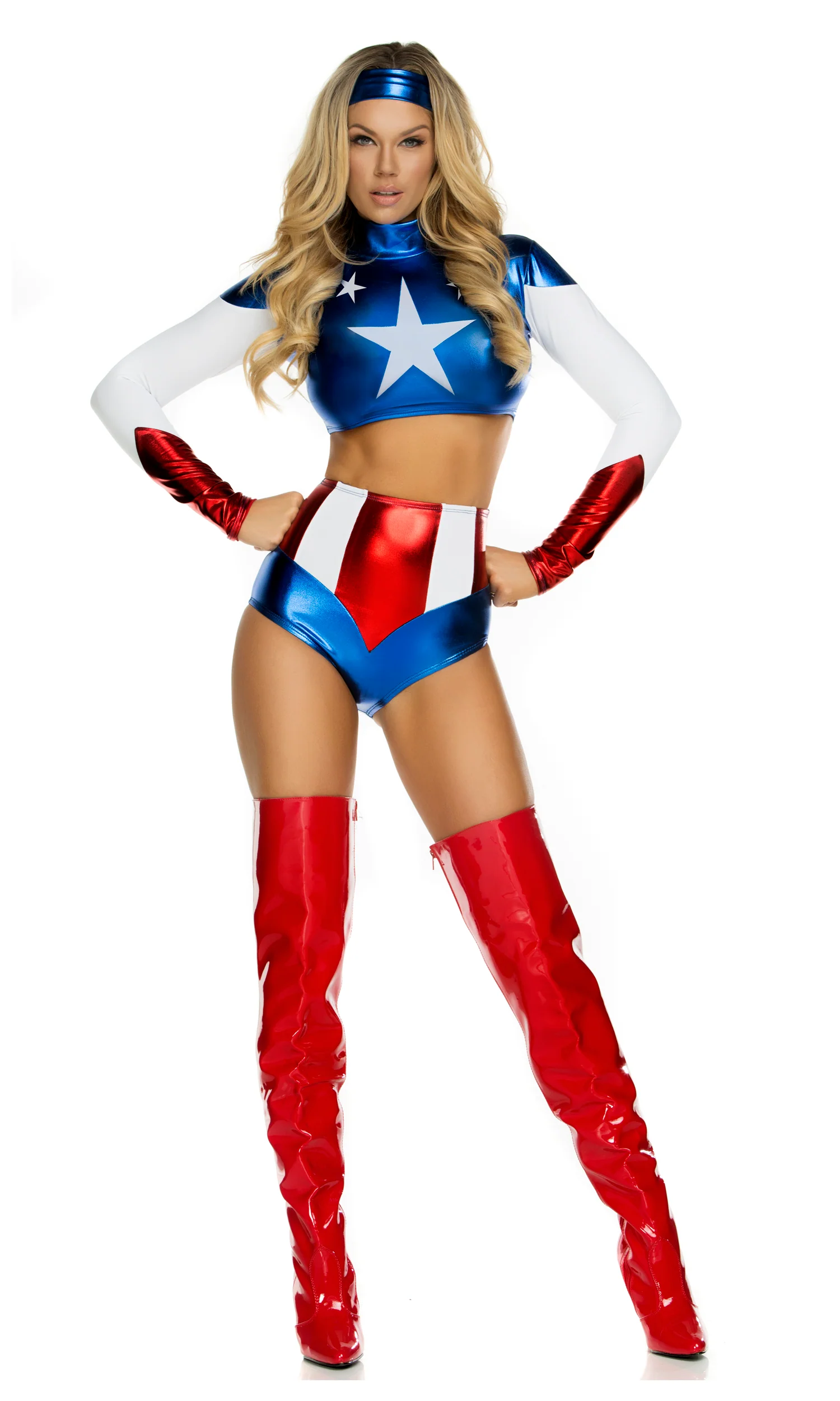 Pretty Patriot 3-Piece Women's Sexy Hero Costume - Image 3
