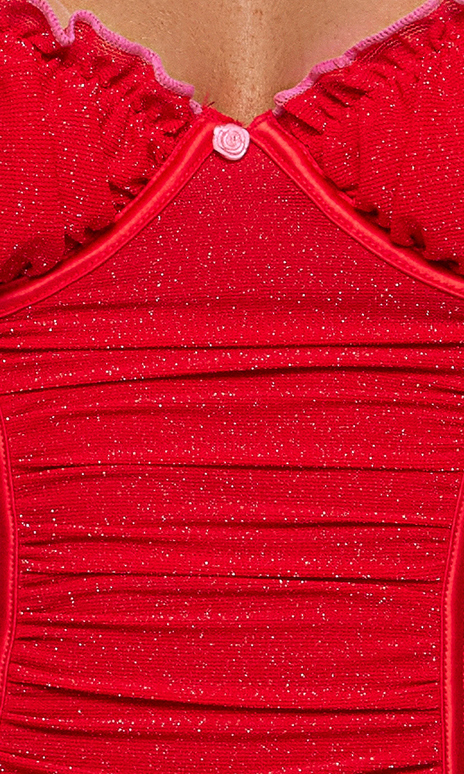Shimmer Nights 2-Piece Ruched Chemise Set - Red Pink - Image 4