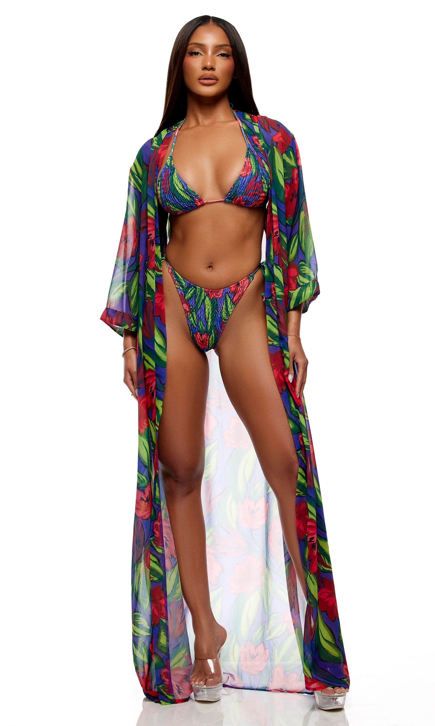 Termoli Mesh Pool Kimono - Painted Flora - Image 8